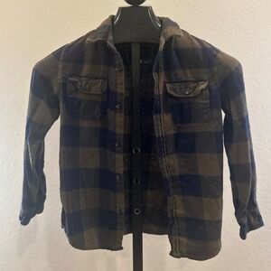 DENIM & FLOWER Ricky Singh Kids Flannel Shirt Jacket Long Sleeve Plaid Size 9 10